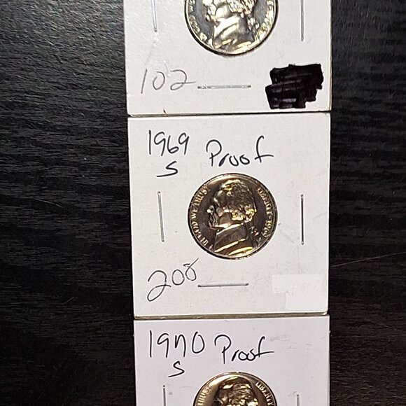 Lot of 3 Proof Jefferson Nickels.. 68,69,70.. Full Steps.. In Protective Sleeves - Picture 1 of 3